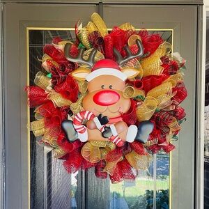 Festive Reindeer Holiday Wreath